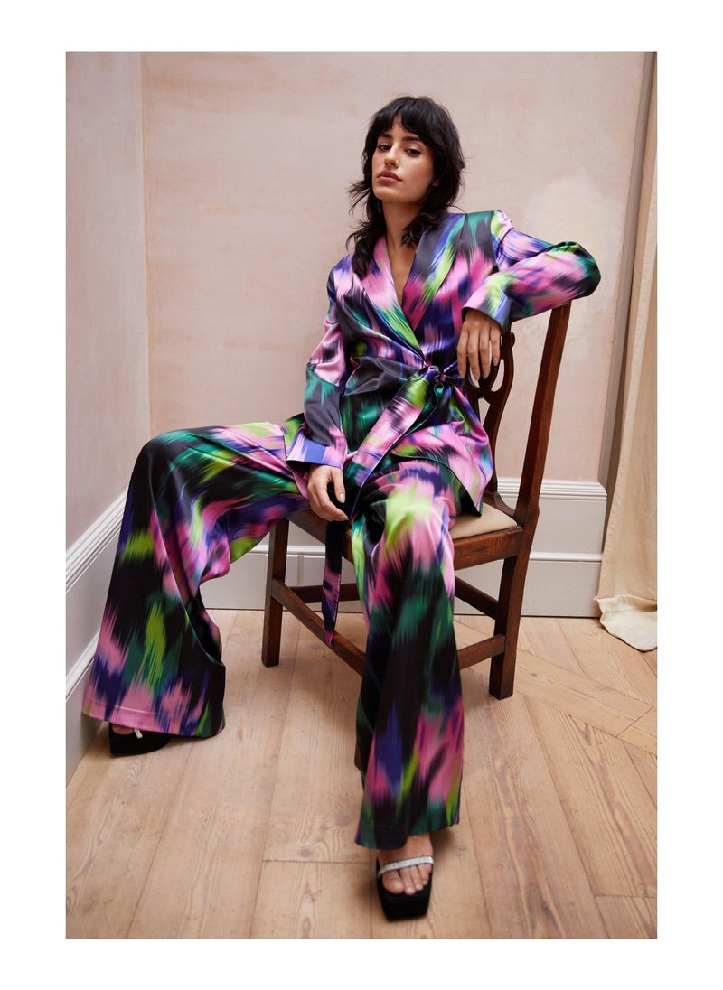 NASTY GAL - Satin Printed Cinched Waist Blazer - Image 1