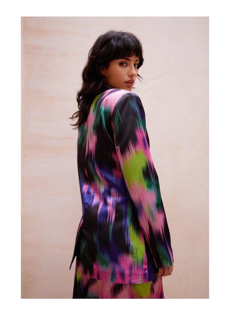 NASTY GAL - Satin Printed Cinched Waist Blazer - Image 1