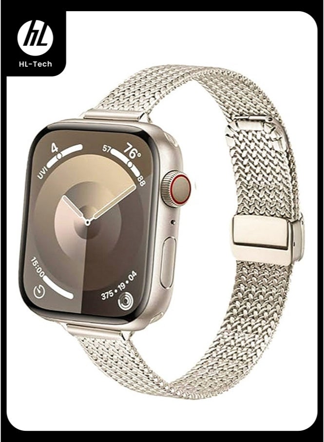 إتش إل تيك متوافق مع الأشرطة ووتش أبل للمرأة ، 46mm 42mm 44mm 45mm 49mm ، غير القابل للصدأ شبكة أسلاك الفولاذ المغناطيسي الأشرطة ، ينطبق على سلسلة iWatch 10 9 8 6 5 3 2 1 SE - Image 1