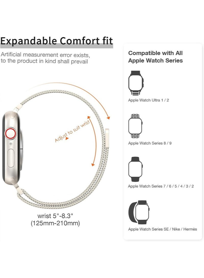 إتش إل تيك متوافق مع الأشرطة ووتش أبل للمرأة ، 46mm 42mm 44mm 45mm 49mm ، غير القابل للصدأ شبكة أسلاك الفولاذ المغناطيسي الأشرطة ، ينطبق على سلسلة iWatch 10 9 8 6 5 3 2 1 SE - Image 4