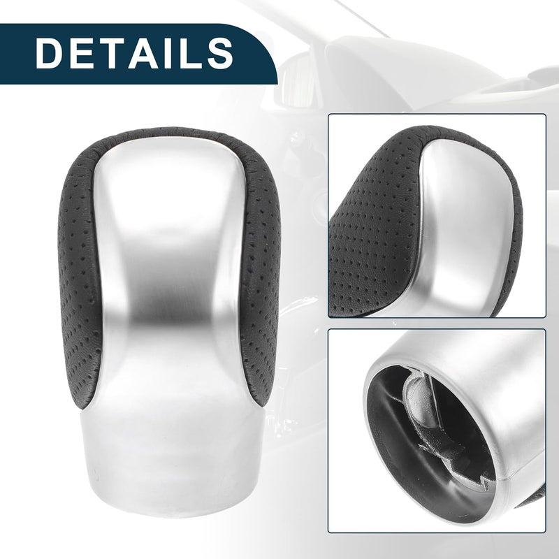 TUCKBOLD Automatic Manual Gear Shifter Knob for Lexus ES350 - Black Silver Tone Plastic and Punched Faux Leather - Image 4
