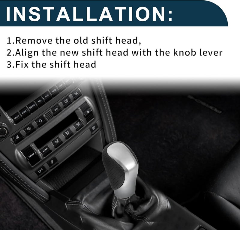 TUCKBOLD Automatic Manual Gear Shifter Knob for Lexus ES350 - Black Silver Tone Plastic and Punched Faux Leather - Image 5
