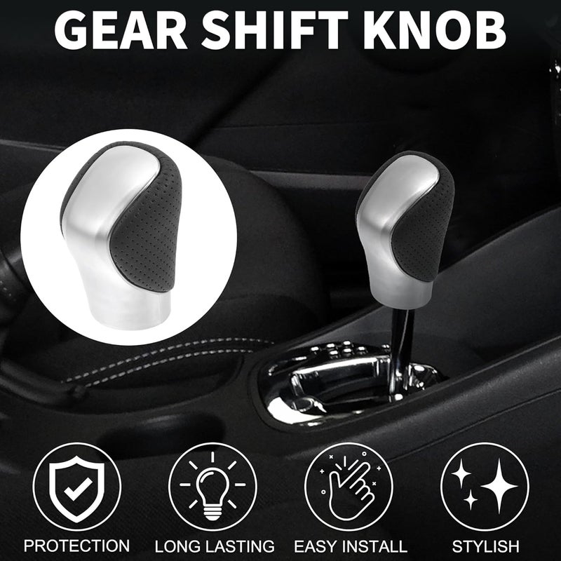 TUCKBOLD Automatic Manual Gear Shifter Knob for Lexus ES350 - Black Silver Tone Plastic and Punched Faux Leather - Image 2