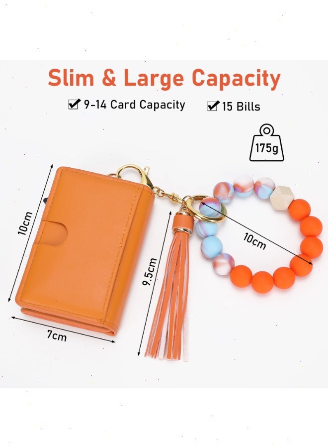 Noetopolis RFID Safe Wallet Women Popup Card Holder, Slim Ladies Wallet Elegant with Coin Pouch & Aluminum Slots, Small Cute Card Wallet with silicone Bead Bracelet Daily Use - Image 2