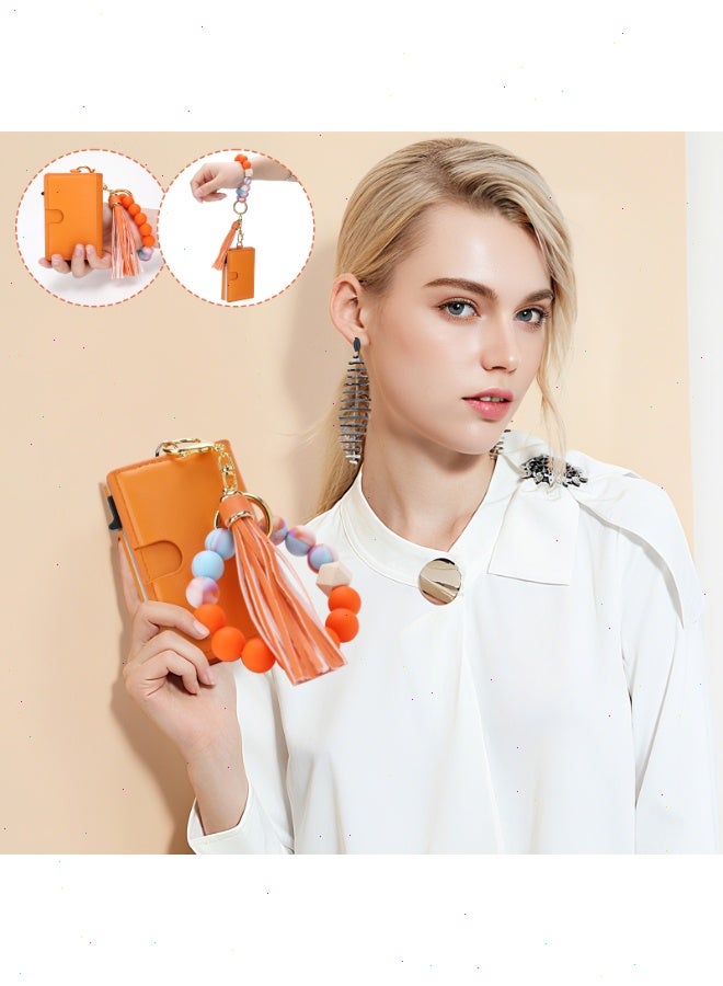 Noetopolis RFID Safe Wallet Women Popup Card Holder, Slim Ladies Wallet Elegant with Coin Pouch & Aluminum Slots, Small Cute Card Wallet with silicone Bead Bracelet Daily Use - Image 5