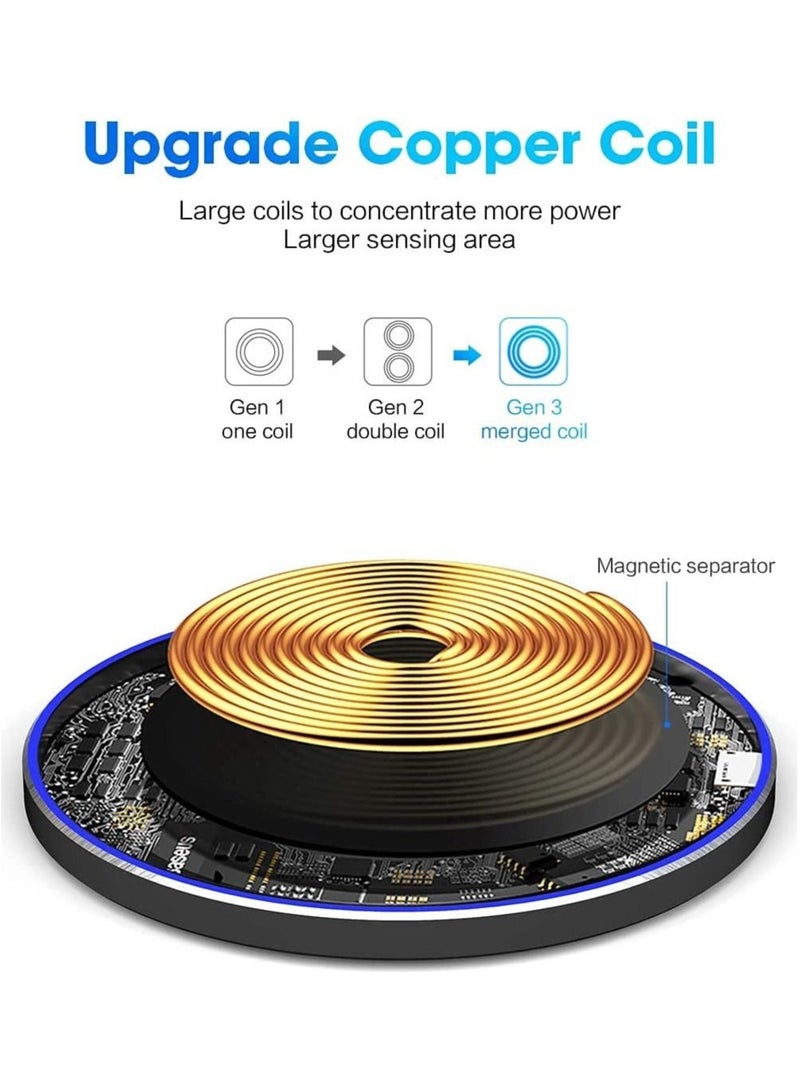 كابتن تيك Wireless Charger Fast Wireless Charging Pad Compatible with iPhone 11, 12, 13, 14 Pro/Pro Max, 13/14 Mini, XS, XS Max, XR, 8 Plus, for Samsung Galaxy/Note, Galaxy Buds - Image 4