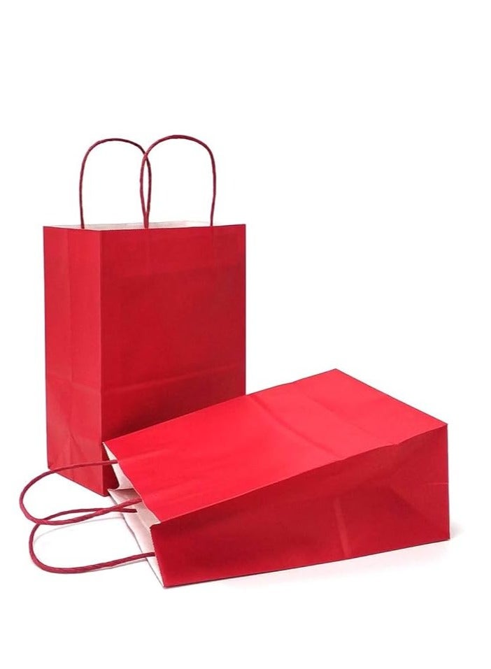 أكياس هدايا ورقية صغيرة 12 قطعة قياس  8.5*15*22 سم تتميز هذه الأكياس بتصميم أنيق وبسيط باللون الأحمر، مما يجعلها مثالية لتقديم الهدايا في المناسبات المختلفة ,  عالي الجودة مما يجعلها قوية ومتينة وقا - Image 1