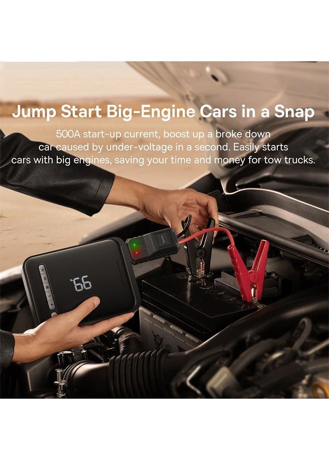 2-in-1 Portable Car Jump Starter with Air Compressor & Power Bank, 1000A Peak Current, 8000mAh Battery, LED Display, 150PSI Tire Inflator, Fast Charger 3.0, Car Battery Charger, Emergency Starter for Cars, Van, SUV, Pickup Trucks & RVs, Supports 4.0L Gas/2.5L Diesel Engines - Image 3