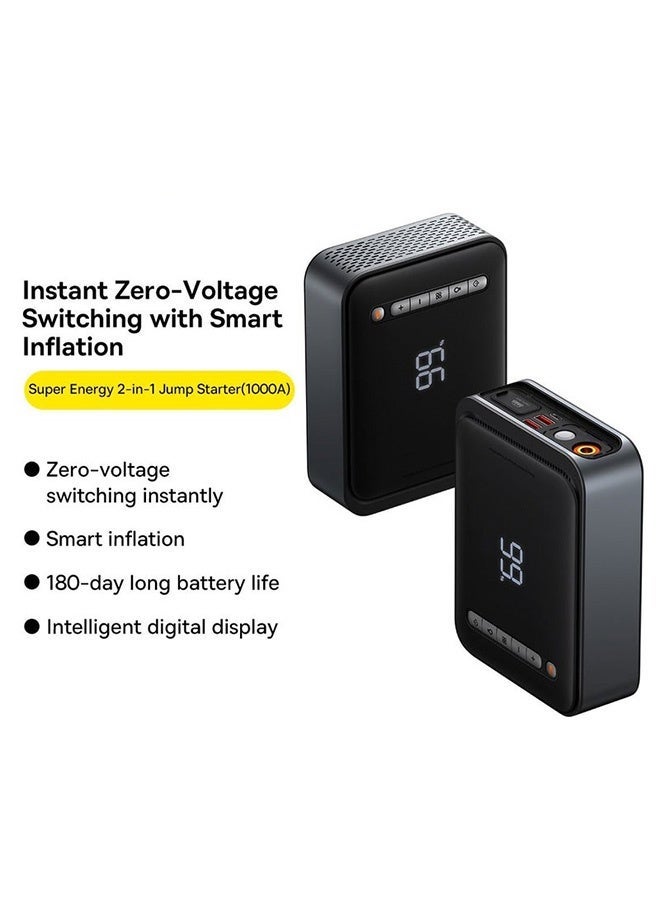2-in-1 Portable Car Jump Starter with Air Compressor & Power Bank, 1000A Peak Current, 8000mAh Battery, LED Display, 150PSI Tire Inflator, Fast Charger 3.0, Car Battery Charger, Emergency Starter for Cars, Van, SUV, Pickup Trucks & RVs, Supports 4.0L Gas/2.5L Diesel Engines - Image 2
