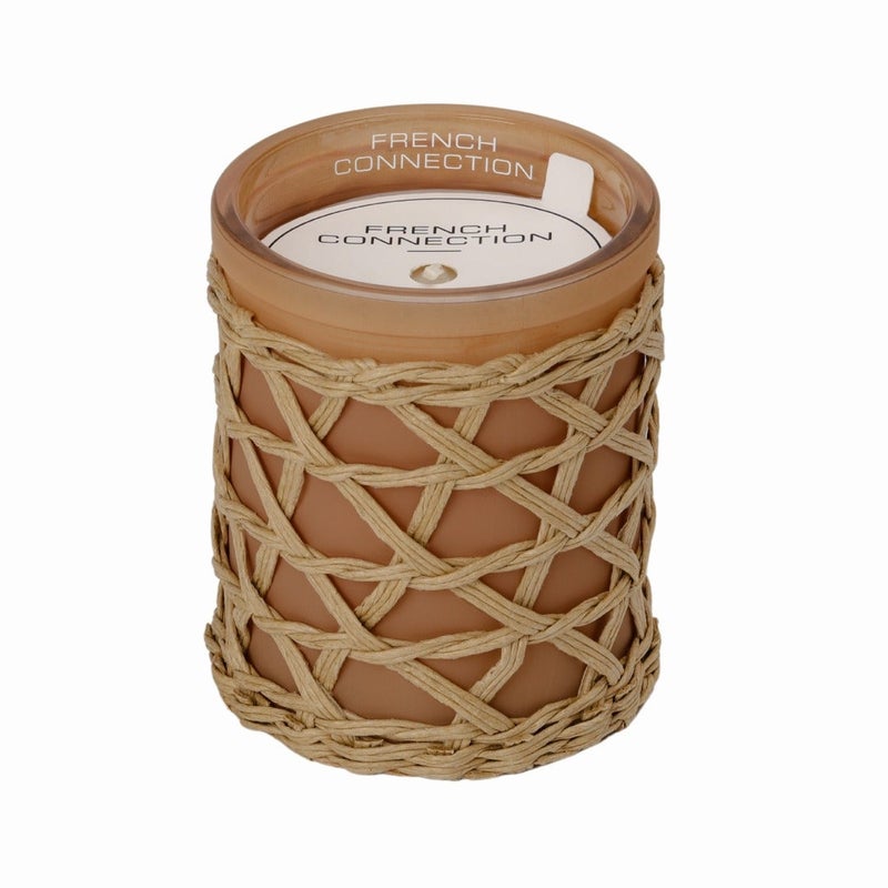 French Connection شمعة جرة معطرة برائحة الكراميل وخشب الأرز والحمضيات - 200 جرام، 1 فتيلة | مدة الاحتراق - 37 ساعة | مجموعة منسوجة | مثالية للهدايا، ديكور المنزل، الحفلات وعطر الغرف | مثالية لديكور غرفة المعيشة والمكتب - Image 2
