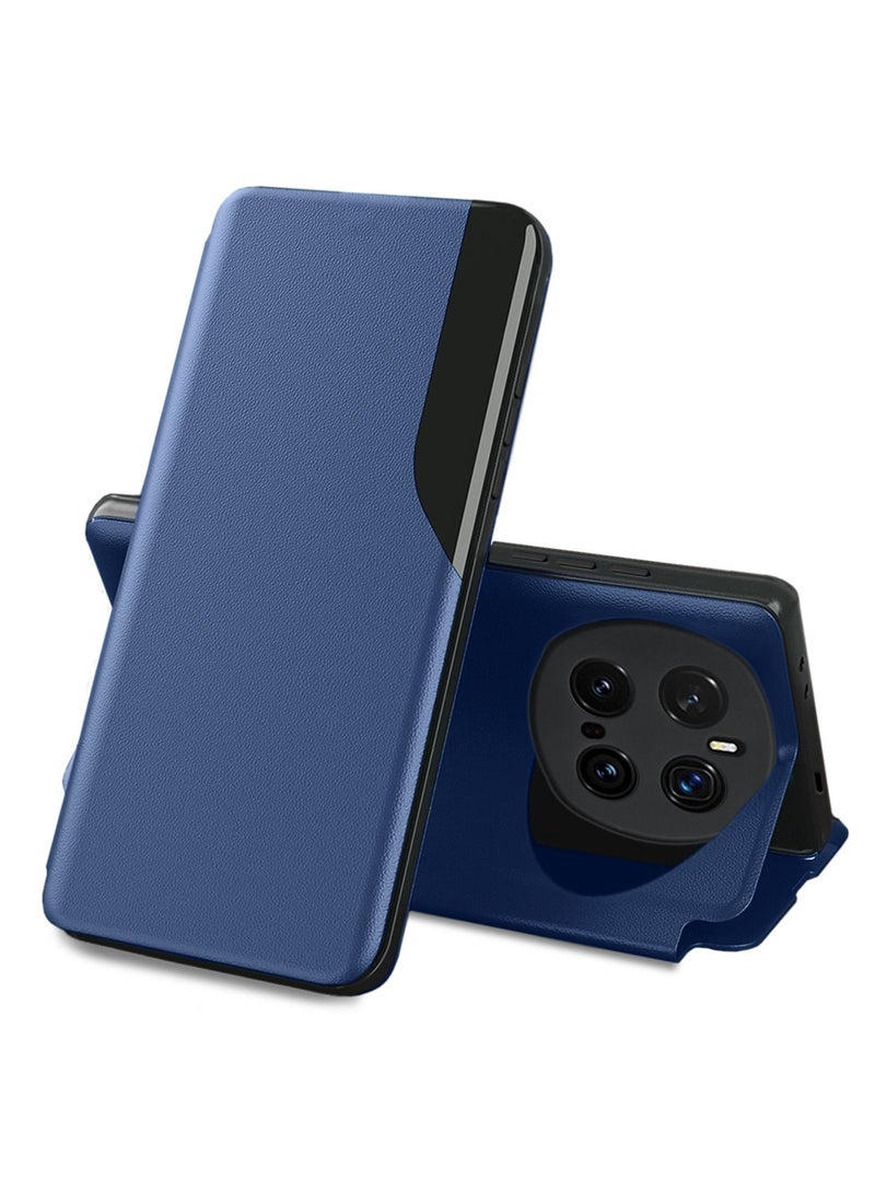 Wtech Honor Magic7 Pro 5G 2024 Smart Mirror Window Flip Phone Case Auto Sleep Wake Cover - Navy Blue - Image 1