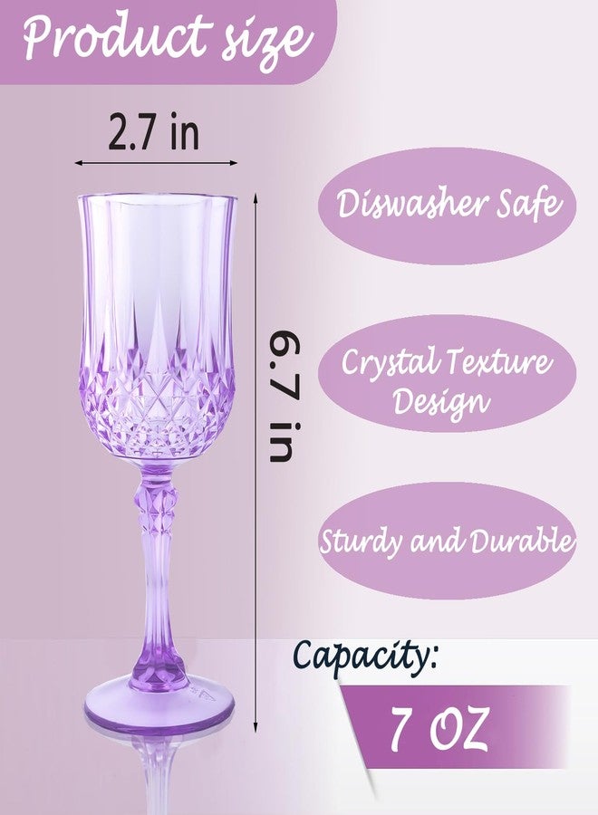 LEYIQU Plastic Wine Glasses, Plastic Goblets Vintage Style Cordial Drinking Glasses for Valentine’s Day, Wedding Reception, Grand Event Party Supplies (24, Purple) - Image 2