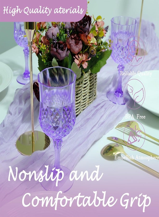LEYIQU Plastic Wine Glasses, Plastic Goblets Vintage Style Cordial Drinking Glasses for Valentine’s Day, Wedding Reception, Grand Event Party Supplies (24, Purple) - Image 5