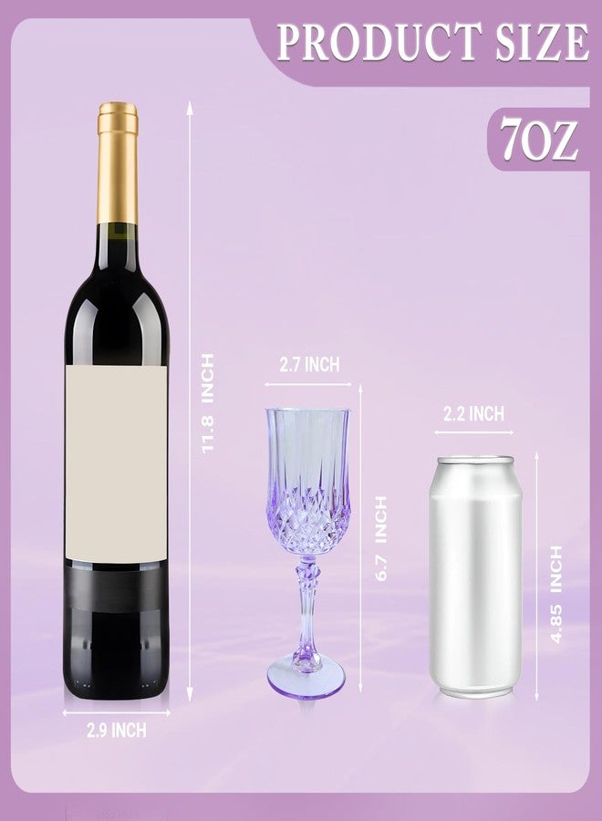 LEYIQU Plastic Wine Glasses, Plastic Goblets Vintage Style Cordial Drinking Glasses for Valentine’s Day, Wedding Reception, Grand Event Party Supplies (24, Purple) - Image 3