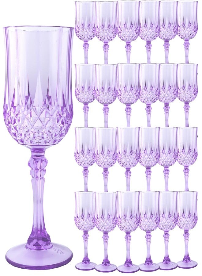 LEYIQU Plastic Wine Glasses, Plastic Goblets Vintage Style Cordial Drinking Glasses for Valentine’s Day, Wedding Reception, Grand Event Party Supplies (24, Purple) - Image 1