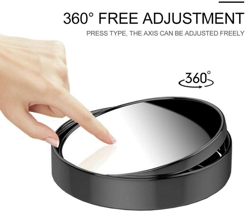 Tazweeq 2 Pcs Blind Spot Mirrors - Round HD Glass Convex 360° Wide Angle Side Rear View Mirror - Image 2
