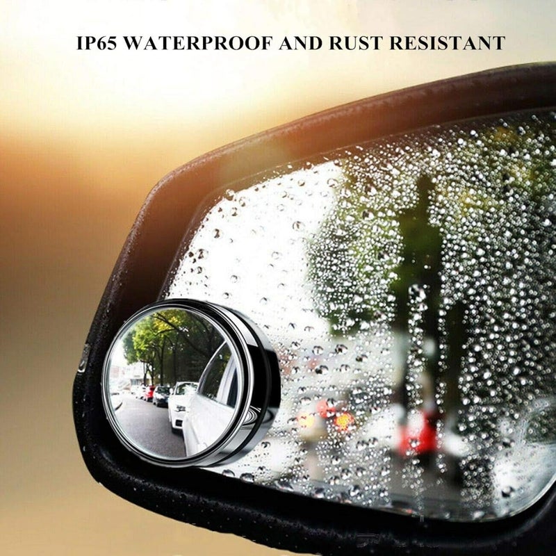 Tazweeq 2 Pcs Blind Spot Mirrors - Round HD Glass Convex 360° Wide Angle Side Rear View Mirror - Image 4