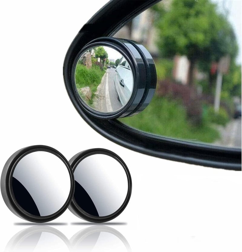 Tazweeq 2 Pcs Blind Spot Mirrors - Round HD Glass Convex 360° Wide Angle Side Rear View Mirror - Image 1