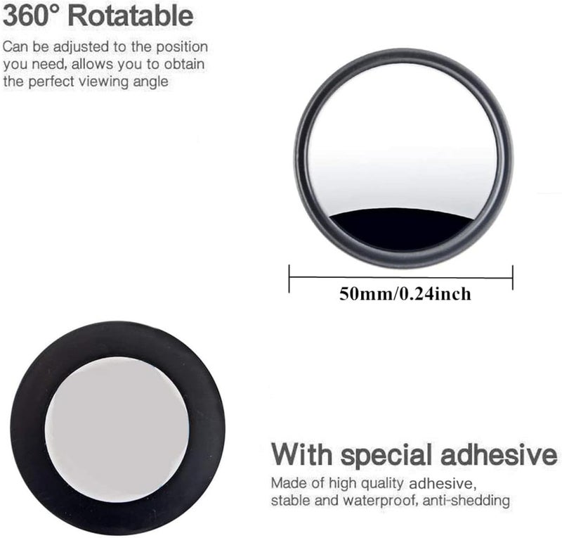 Tazweeq 2 Pcs Blind Spot Mirrors - Round HD Glass Convex 360° Wide Angle Side Rear View Mirror - Image 3