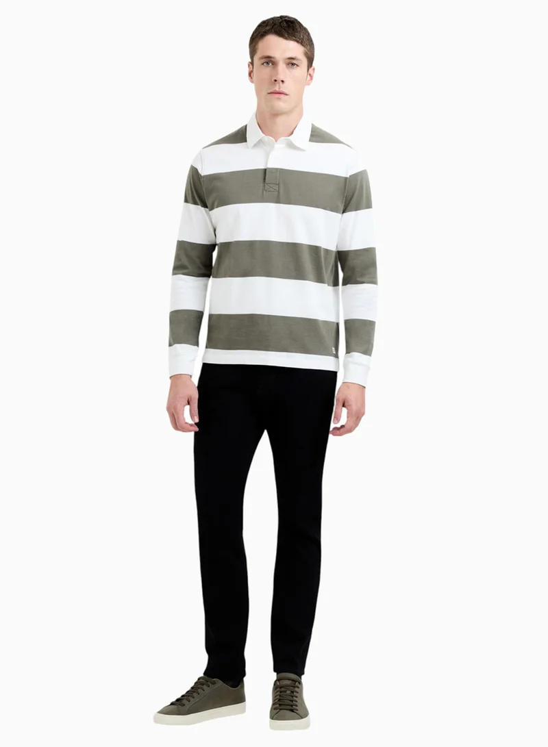 French Connection Striped Rugby Polo Long Sleve