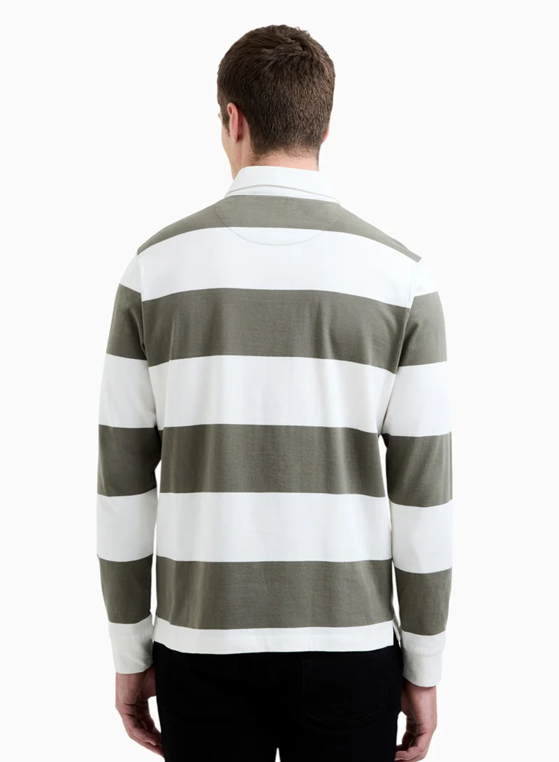 French Connection Striped Rugby Polo Long Sleve