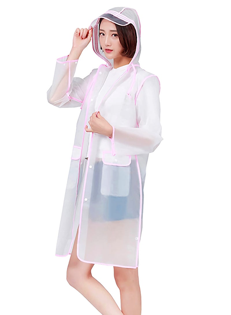 Generic Raincoat Rain Poncho for Adults Women Clear Raincoat Poncho Long Sleeves Snap Reusable Rain Poncho Jacket Packable Raincoat for Family Fishing Travel Emergency with Hood with Hood Portable EVA 1 Pack  - Image 1