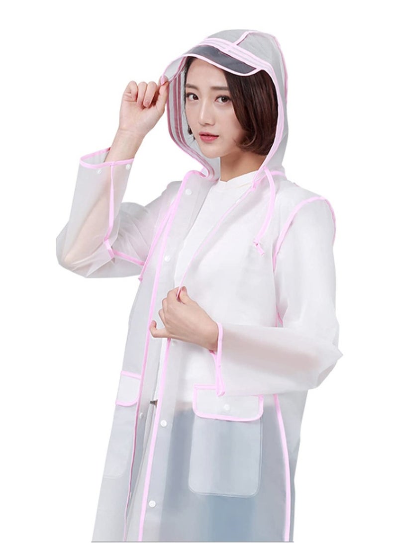 Generic Raincoat Rain Poncho for Adults Women Clear Raincoat Poncho Long Sleeves Snap Reusable Rain Poncho Jacket Packable Raincoat for Family Fishing Travel Emergency with Hood with Hood Portable EVA 1 Pack  - Image 2