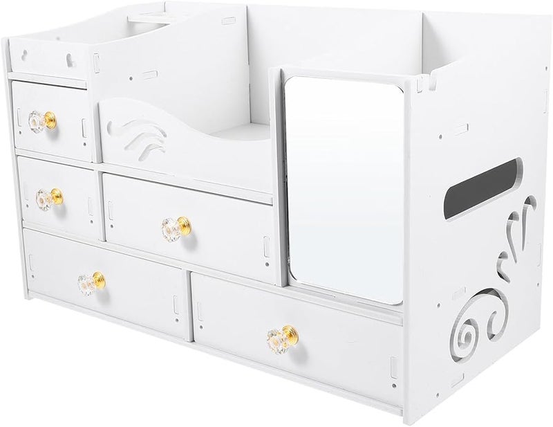 Multifunctional 5 Drawer Makeup Organizer Vanity Storage Box For Home And Travel - Image 1