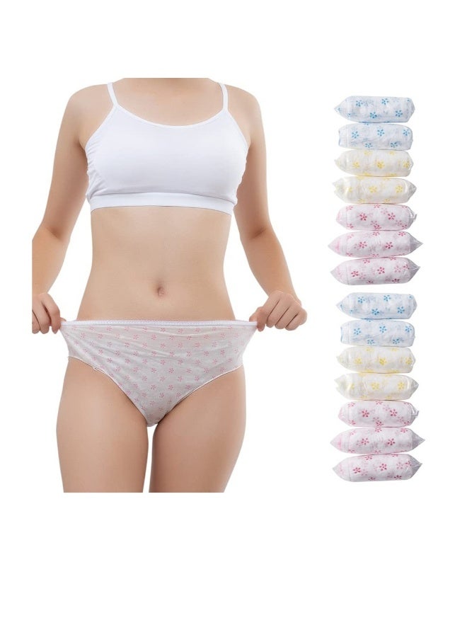 Women's Disposable Nonwoven Underwear, Underwear Ladies Briefs, Paper Printing Panties, for Travel Hotel Spa Hospital Stays Emergencies (14Pcs, Size: L) - Image 1