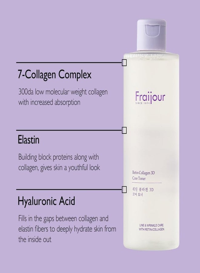 Fraijour Retin-Collagen 3D Core Toner – Anti-Aging Korean Toner with Bakuchiol, 7 Types of Collagen & Hyaluronic Acid, Firms Skin & Reduces Pores, Gentle for Sensitive Skin, 8.45 fl.oz. - Image 3