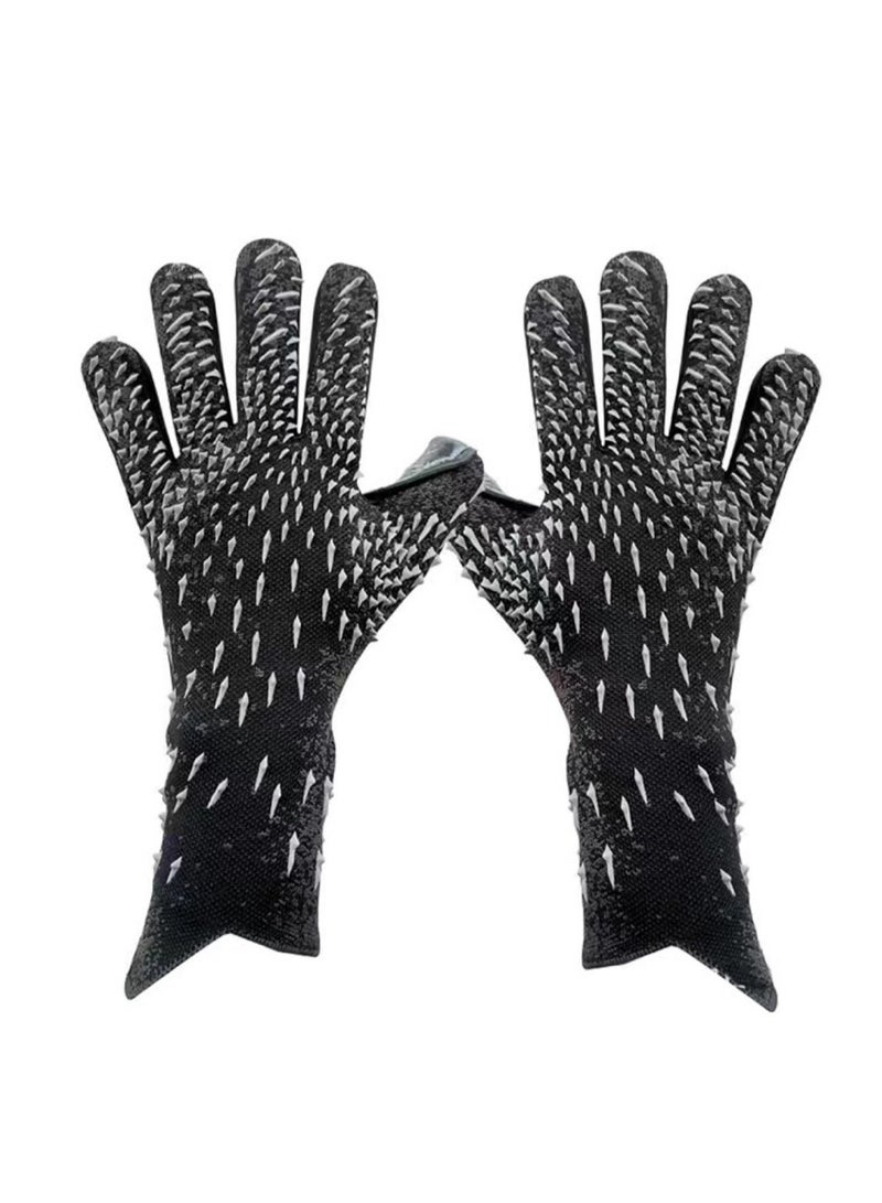 Generic Soccer Goalkeeper Gloves Goalkeeper Training Gloves Strong Grip Non-slip Breathable Suitable for Adults and Kids (Black Grey Size 8)  - Image 1