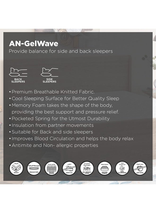 Home Box - GelWave Medium Firm Individually Innerspring Gel Infused Memory Foam King Mattress 200 x 30 x 180 cm - Image 1