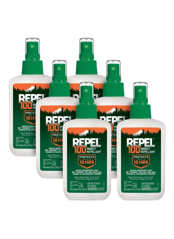 repel 100 Insect Repellent, Repels Mosquitos, Ticks and Gnats, For Severe Conditions, Protects For Up To 10 Hours, 98% DEET (Pump Spray), 4 Fl Oz (Pack of 6)  - Image 1