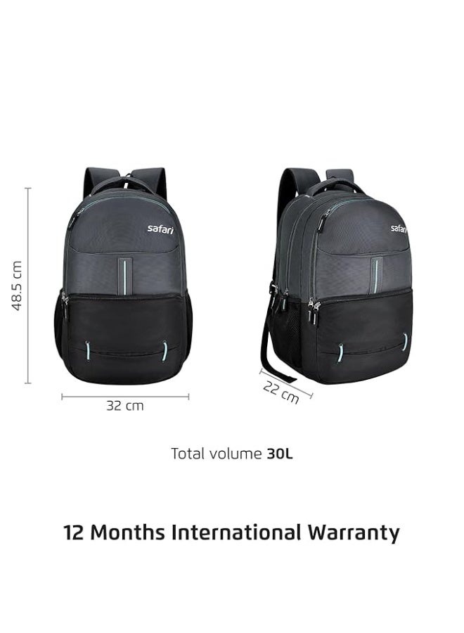 Safari Impact 35L Laptop Backpack Bag for Men & Women, School Bag for Boys & Girls, Ideal for Office/School/College, 3 Compartment Backpack with Rain Cover, Bottle Holder, & Organizer, Grey - Image 4