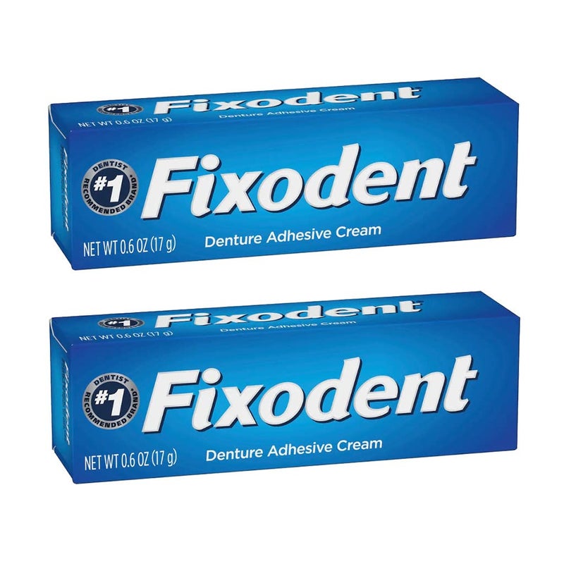 Fixodent Secure Denture Adhesive Cream, 0.6 oz (Pack of 2) - Image 1
