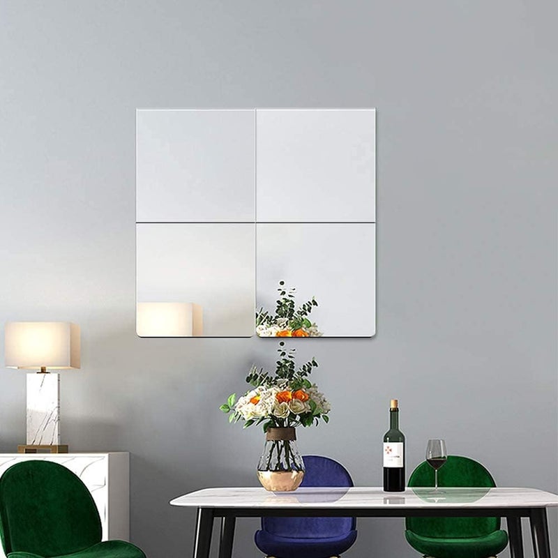 Ruomeng Full Length Mirror Tiles - 22cm x 4Pcs Frameless Wall Mirror Set Make Up Mirror for Vanity Bedroom, Living Room (8.6inch*8.63inch) - Image 5