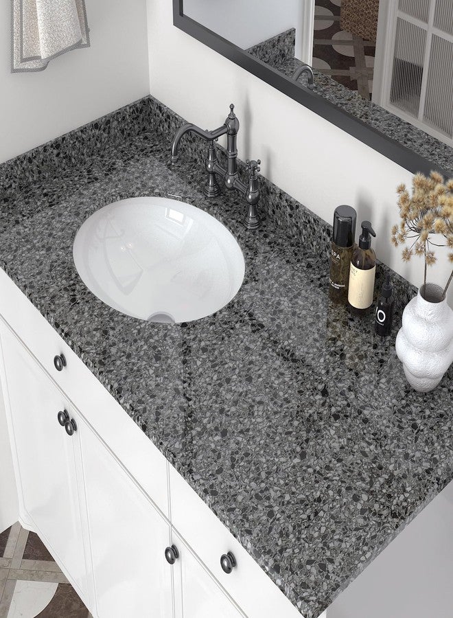 Decotalk Black Granite Contact Paper Terrazzo Wallpaper Stick and Peel Black Countertop Contact Paper Waterproof Counter Top Vinyl Wrap 17.7x120 Inch Peel and Stick Countertops Granite Counter Cover - Image 2