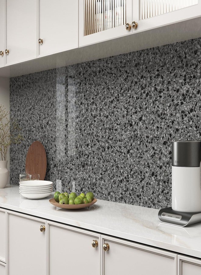 Decotalk Black Granite Contact Paper Terrazzo Wallpaper Stick and Peel Black Countertop Contact Paper Waterproof Counter Top Vinyl Wrap 17.7x120 Inch Peel and Stick Countertops Granite Counter Cover - Image 3