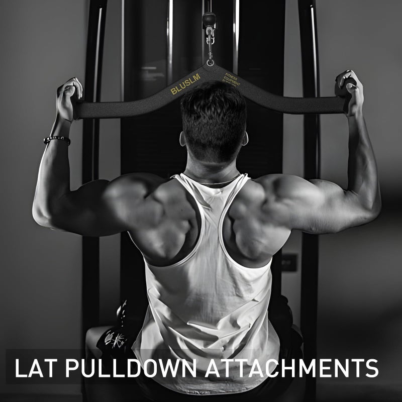 BLUSLM LAT Pull Down Bar for Cable Machine, LAT Pulldown Attachments T-bar V-bar Cable Attachment for Gym, Back Tricep Strength Training Handle (BL4PLUS) - Image 4