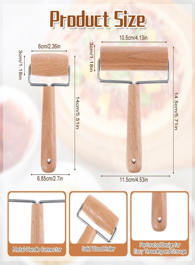 Aeaocvo 2 Pcs Small Rolling Pin with Handle, Wood Rolling Pins, Non-Stick Pizza Roller for Tortilla Cookie Dumpling Home Kitchen Baking Cooking - Image 2