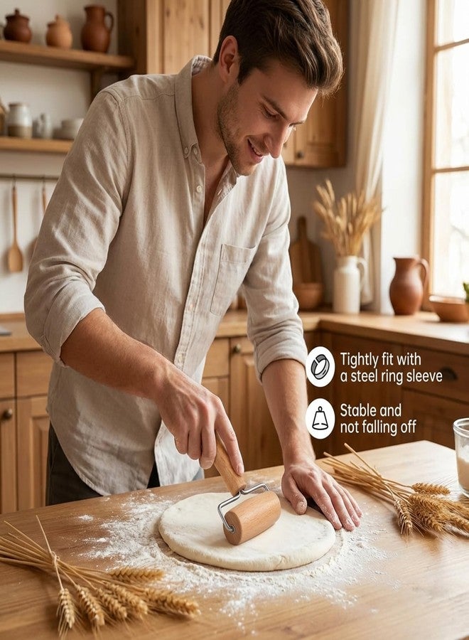 Aeaocvo 2 Pcs Small Rolling Pin with Handle, Wood Rolling Pins, Non-Stick Pizza Roller for Tortilla Cookie Dumpling Home Kitchen Baking Cooking - Image 5
