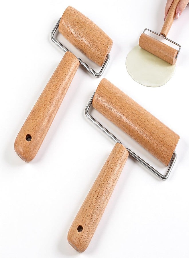 Aeaocvo 2 Pcs Small Rolling Pin with Handle, Wood Rolling Pins, Non-Stick Pizza Roller for Tortilla Cookie Dumpling Home Kitchen Baking Cooking - Image 1