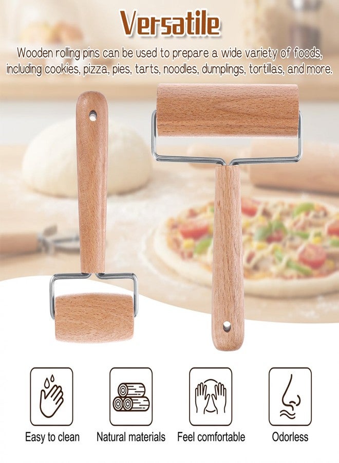 Aeaocvo 2 Pcs Small Rolling Pin with Handle, Wood Rolling Pins, Non-Stick Pizza Roller for Tortilla Cookie Dumpling Home Kitchen Baking Cooking - Image 3
