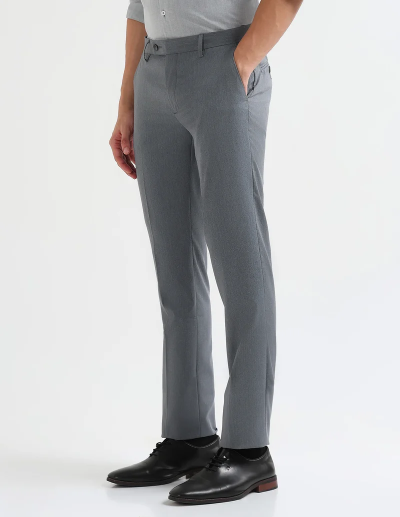 Arrow Grey Dobby Textured Trousers for Men | Best Price UAE