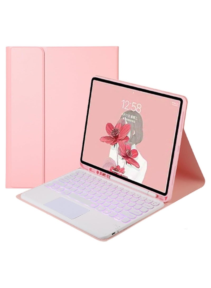 General Keyboard Case Compatible with iPad (A16) 11th Generation 2025, Vertical Tablet Case with Pen Holder, 7 Colour Backlit Keyboard with Touchpad for iPad 11 