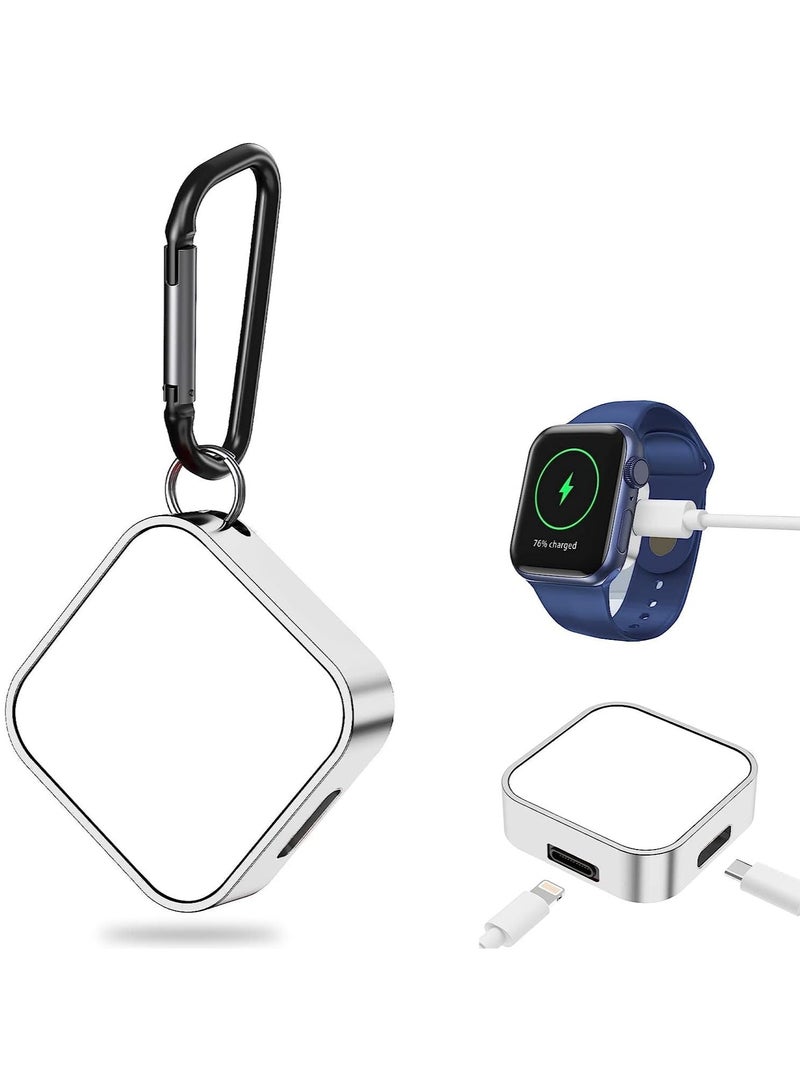 Magnetic Wireless Charger for i Watch Series 7/6/5/4/3/2/1/SE Dual Port Charging Mini with USB Adapter for Traveling Fast Charging Keychain - Image 1