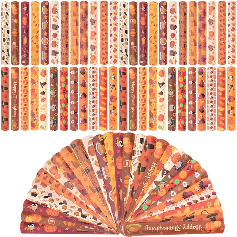 WIQEDOHA 96PCS Thanksgiving Maple leaf Themed Slap Bracelets for Thanksgiving Party Favors Fall party FavorsBirthday Party FavorsClassroom Prizes 24 Designs