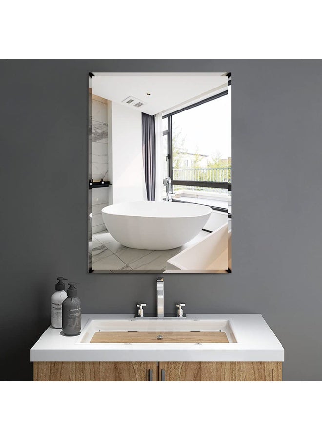 Bathroom Mirror Vanity Makeup Mirror Wall Mounted Frameless Rectangular Mirror for Bathroom Vanity Bedroom Dressing Table Vertical or Horizontal Hanging (50 * 70cm) - Image 1