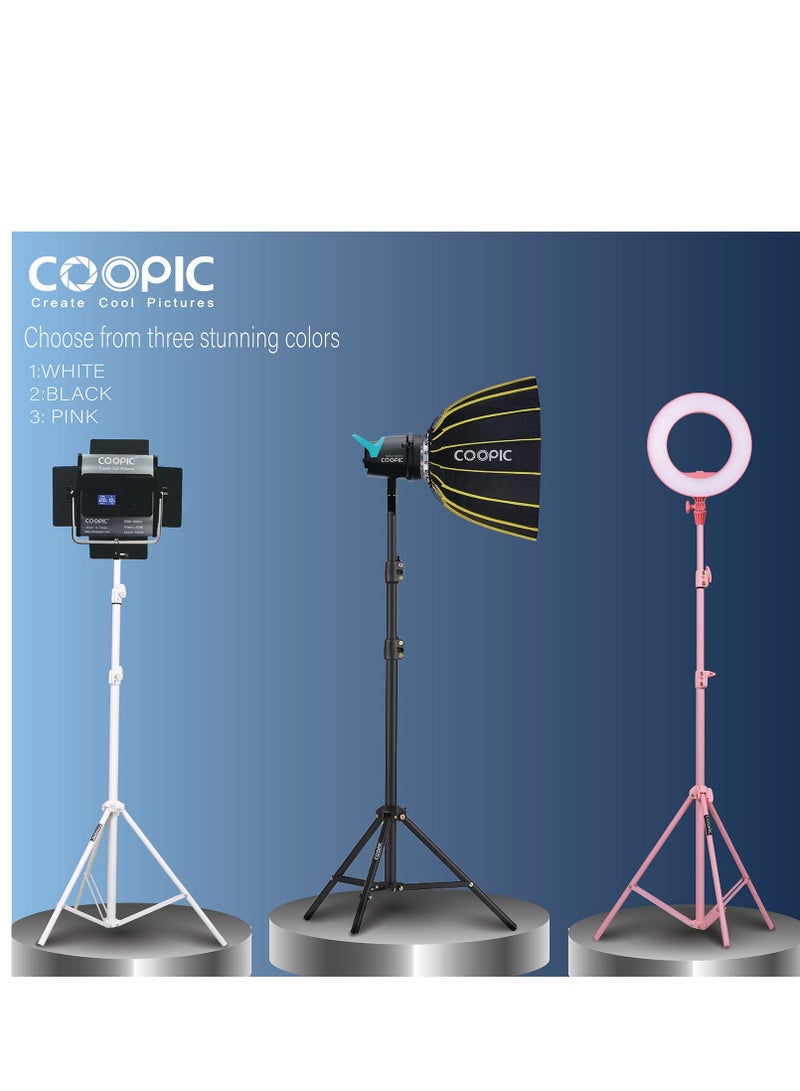 COOPIC 2pcs L210 Adjustable Lightweight Sturdy Aluminum Tripod Stand with Maximum height 210cm / 7f / 83inch and 1/4 Screw fit for Reflectors Softboxes Lights Umbrellas etc, Max. Load 7kg Pink Color - Image 4