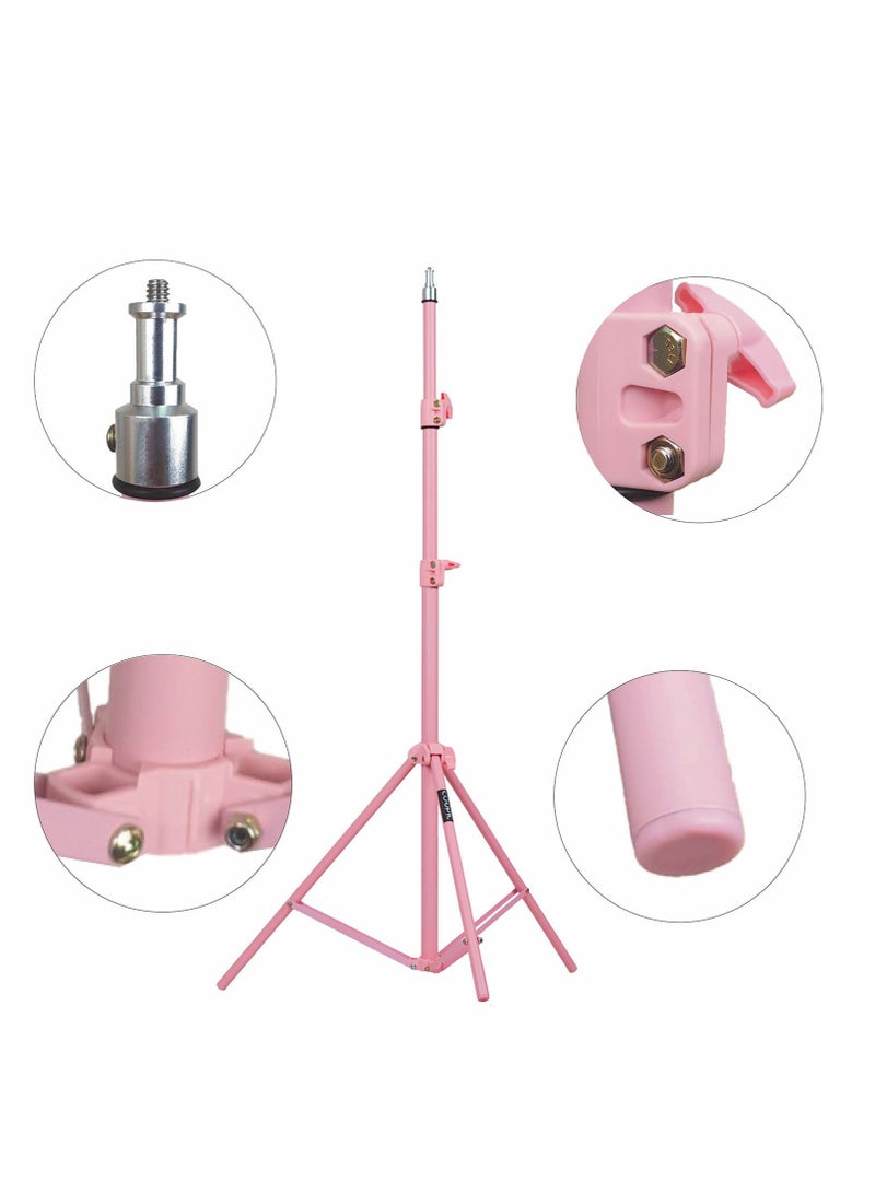 COOPIC 2pcs L210 Adjustable Lightweight Sturdy Aluminum Tripod Stand with Maximum height 210cm / 7f / 83inch and 1/4 Screw fit for Reflectors Softboxes Lights Umbrellas etc, Max. Load 7kg Pink Color - Image 2